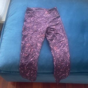 Purple splatter like new Athleta pocket leggings